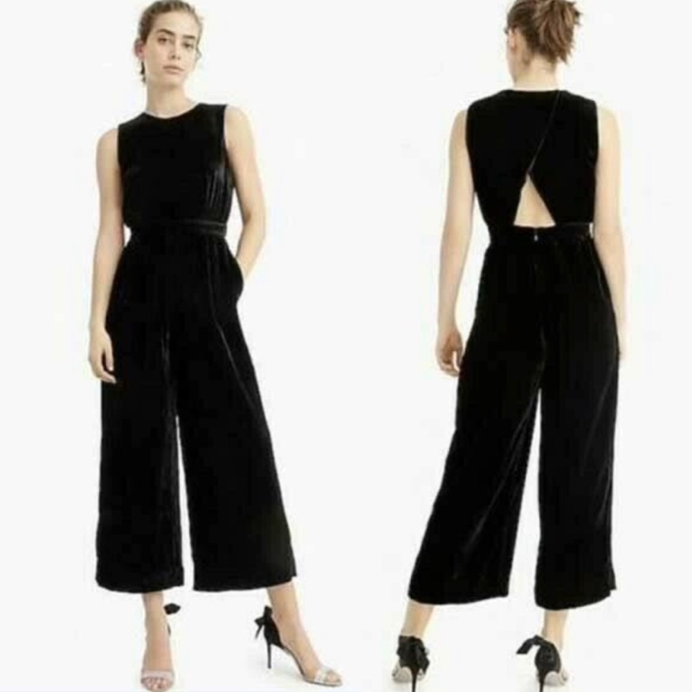 J.Crew Wrap Back Cropped Velvet Jumpsuit